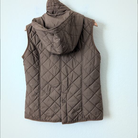 GANT Quilted Vest Womens Large Brown Hooded Snap Puffer Gillet Preppy Old Money - Picture 5 of 13